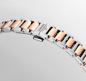 LONGINES 浪琴 Conquest 征服者系列玫瑰金PVD優雅時尚運動石英腕錶 34mm L3.460.3.18.7 L34603187