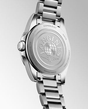 LONGINES 浪琴 Conquest 征服者系列綠面優雅時尚運動石英腕錶 34mm L3.460.4.09.6 L34604096