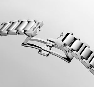 LONGINES 浪琴 Conquest 征服者系列綠面優雅時尚運動石英腕錶 34mm L3.460.4.09.6 L34604096