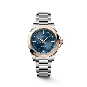 LONGINES 浪琴 Conquest 征服者系列不鏽鋼及18k玫瑰金優雅時尚運動腕錶 34mm L34305926