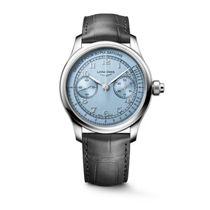 LONGINES 浪琴 MASTER 巨擘系列霜藍色單按把計時手上鍊機械腕錶 41mm L2.960.4.93.2 L29604932