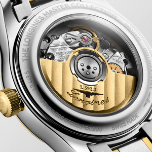 LONGINES 浪琴 MASTER 巨擘系列18k黃金不銹鋼珍珠母貝真鑽自動機械腕錶 30mm L2.449.5.87.7 (L24495877)