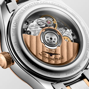 LONGINES 浪琴 MASTER 巨擘系列18k玫瑰金不銹鋼珍珠母貝真鑽自動機械腕錶 30mm L2.449.5.89.7 (L24495897)