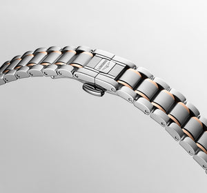 LONGINES 浪琴 MASTER 巨擘系列18k玫瑰金不銹鋼珍珠母貝真鑽自動機械腕錶 30mm L2.449.5.89.7 (L24495897)