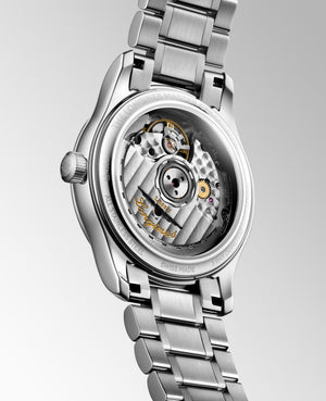 LONGINES 浪琴 MASTER 巨擘系列霜藍色真鑽自動機械腕錶 34mm L2.450.4.97.6 (L24504976)