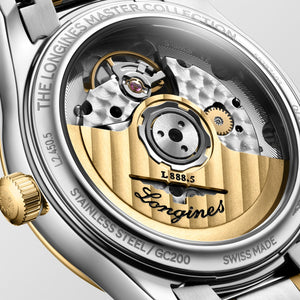 LONGINES 浪琴 MASTER 巨擘系列18k黃金不銹鋼珍珠母貝真鑽自動機械腕錶 34mm L2.450.5.87.7 (L24505877)