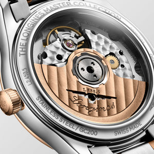 LONGINES 浪琴 MASTER 巨擘系列18k玫瑰金不銹鋼珍珠母貝真鑽自動機械腕錶 34mm L2.450.5.89.7 (L24505897)