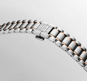LONGINES 浪琴 MASTER 巨擘系列18k玫瑰金不銹鋼珍珠母貝真鑽自動機械腕錶 34mm L2.450.5.89.7 (L24505897)