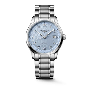 LONGINES 浪琴 MASTER 巨擘系列淺藍麥穗紋自動機械腕錶 39mm L2.949.4.99.6 (L29494996)