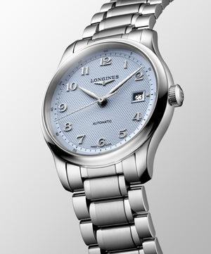 LONGINES 浪琴 MASTER 巨擘系列淺藍麥穗紋自動機械腕錶 39mm L2.949.4.99.6 (L29494996)