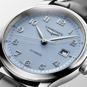 LONGINES 浪琴 MASTER 巨擘系列淺藍麥穗紋自動機械腕錶 41mm L2.950.4.99.2 (L29504992)