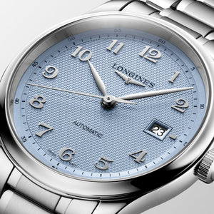 LONGINES 浪琴 MASTER 巨擘系列淺藍麥穗紋自動機械腕錶 41mm L2.950.4.99.6 (L29504996)