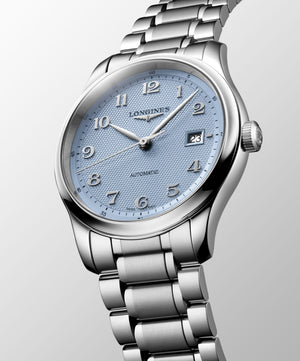 LONGINES 浪琴 MASTER 巨擘系列淺藍麥穗紋自動機械腕錶 41mm L2.950.4.99.6 (L29504996)