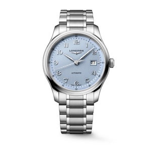 LONGINES 浪琴 MASTER 巨擘系列淺藍麥穗紋自動機械腕錶 41mm L2.950.4.99.6 (L29504996)