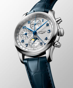 LONGINES 浪琴 MASTER 巨擘系列全日曆月相導柱輪計時自動機械腕錶 41mm L2.962.4.73.2 (L29624732)