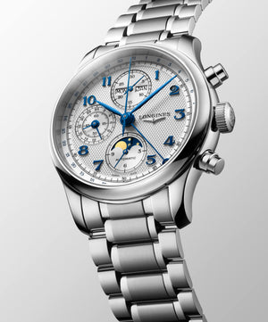 LONGINES 浪琴 MASTER 巨擘系列全日曆月相導柱輪計時自動機械腕錶 41mm L2.962.4.73.6 (L29624736)