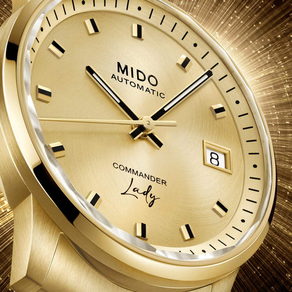 MIDO 美度 Commander 香榭系列金色PVD機械腕錶 35mm M0212073302100