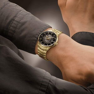 MIDO 美度 Commander 香榭系列 Gradient 漸層煙燻面盤黃色PVD機械腕錶 40mm M0214073341101