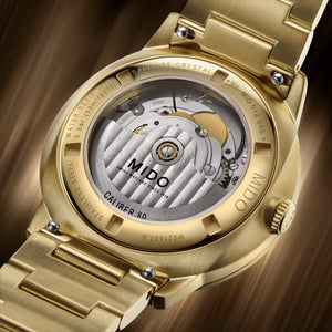 MIDO 美度 Commander 香榭系列 Gradient 漸層煙燻面盤黃色PVD機械腕錶 40mm M0214073341101