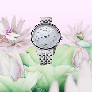 MIDO 美度 RAINFLOWER 花雨系列鑽石珍珠母貝機械女士腕錶 34mm M0432071110600