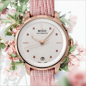 MIDO 美度 RAINFLOWER 花雨系列玫瑰金色PVD自動上鍊機械腕錶 34mm M0432073601100 - 新萬國鐘錶