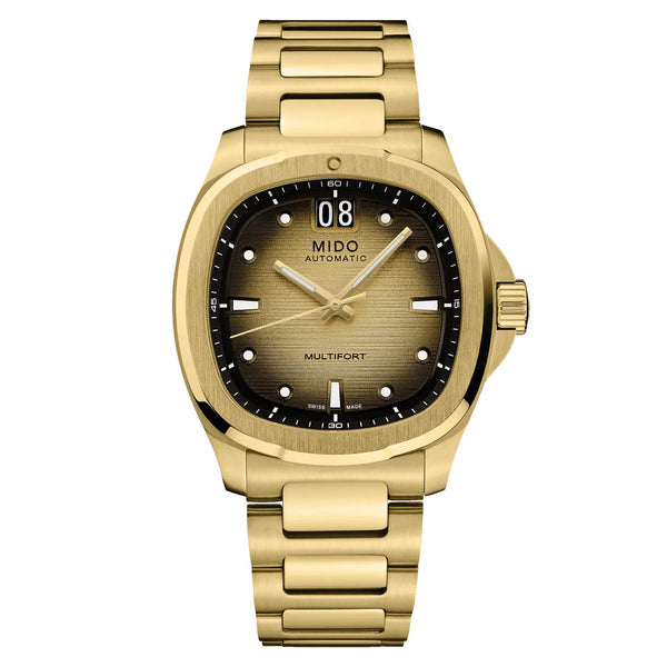 MIDO 美度 MULTIFORT 先鋒系列 TV Big Date PVD黃金大日期窗腕錶 40mm M0495263302100