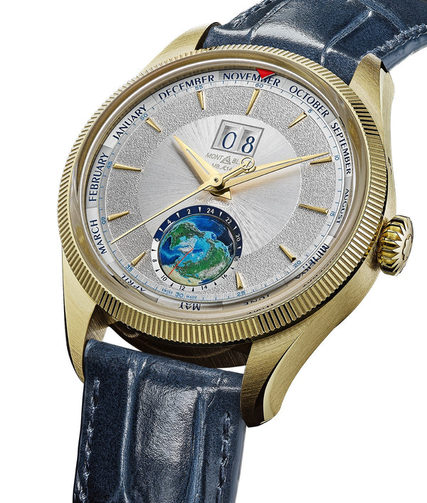 MONTBLANC 萬寶龍 1858系列Geosphere世界時區年曆18K萊姆金限量版30腕錶 42mm MB134027