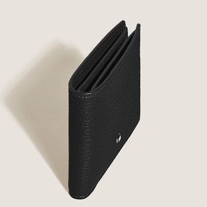 MONTBLANC 萬寶龍 6卡粒面皮革雙摺短夾 MB220198 經典黑