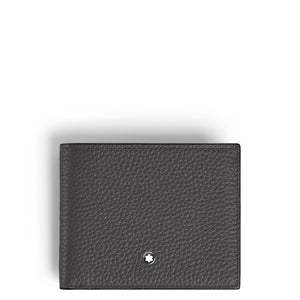 MONTBLANC 萬寶龍 6卡粒面皮革雙摺短夾 MB223013 鍛鐵灰