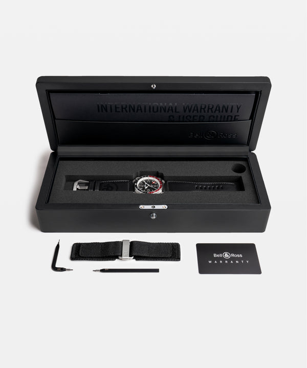 Bell & Ross 柏萊士 BR-03 GMT Black 兩地時區黑紅圈機械腕錶 42mm BR0393-BL-ST/SCA