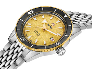 RADO 雷達錶 Captain Cook 庫克船長300米金鑽黃80小時自動潛水腕錶 39mm R32223258