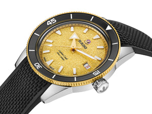 RADO 雷達錶 Captain Cook 庫克船長300米金鑽黃80小時自動潛水腕錶 39mm R32223258