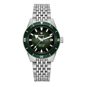 RADO 雷達錶 Captain Cook 庫克船長300米漸層綠80小時自動潛水腕錶 39mm R32223313