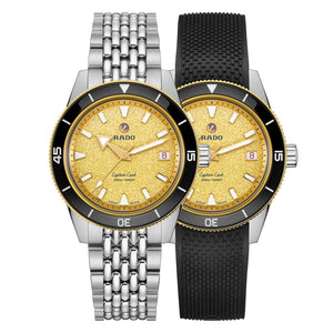 RADO 雷達錶 Captain Cook 庫克船長300米金黃色80小時自動潛水腕錶 39mm R32223258