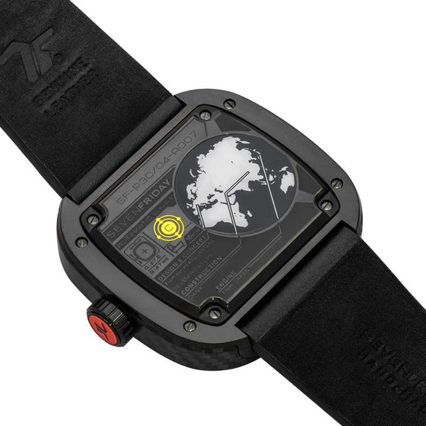 SEVENFRIDAY P系列 P3C/04 黑色碳纖維，紅色飾條上錶框 限時發行