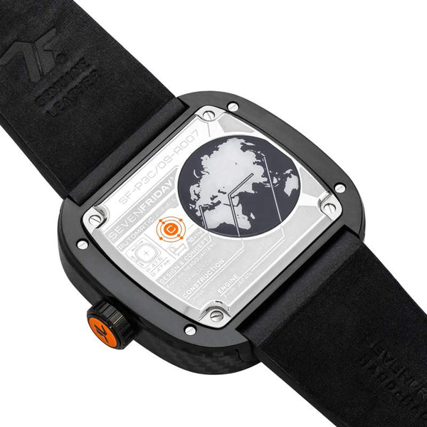 SEVENFRIDAY P系列 P3C/09 黑色碳纖維/橘色飾條上錶框 限時發行