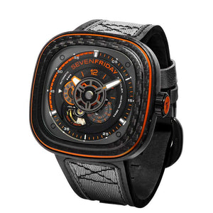 SEVENFRIDAY P系列 P3C/09 黑色碳纖維/橘色飾條上錶框 限時發行