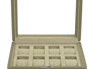 8格木製手錶收納盒 | 駝色啞光漆+駝色絨布內襯 | 鑰匙鎖設計 - 新萬國鐘錶