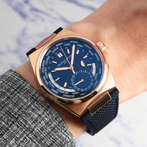 Frederique Constant 康斯登 HIGHLIFE 自製機芯世界時區18k玫瑰金台灣限定腕錶藍 41mm