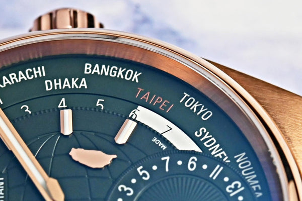Frederique Constant 康斯登 HIGHLIFE 自製機芯世界時區18k玫瑰金台灣限定腕錶綠 41mm
