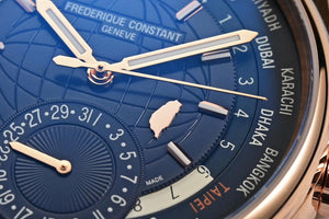 Frederique Constant 康斯登 HIGHLIFE 自製機芯世界時區18k玫瑰金台灣限定腕錶藍 41mm