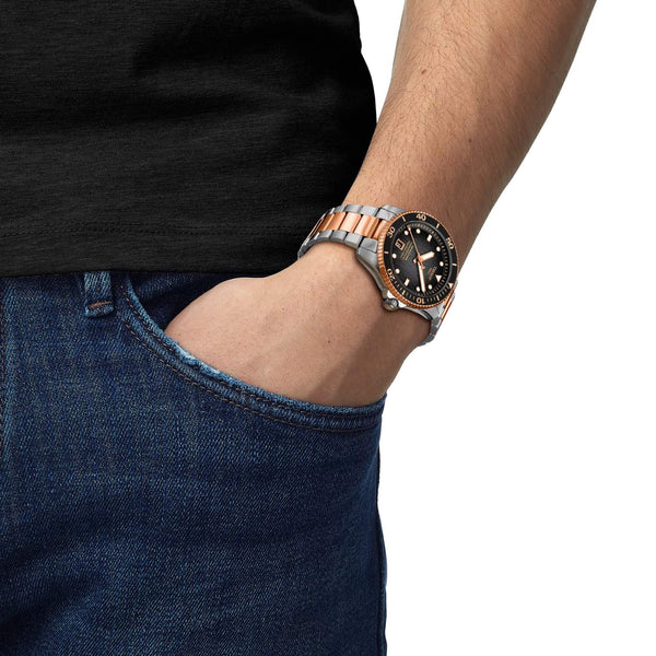 TISSOT 天梭 Seastar 1000 海星系列PVD玫瑰金300米潛水機械腕錶 40mm T1208072205101