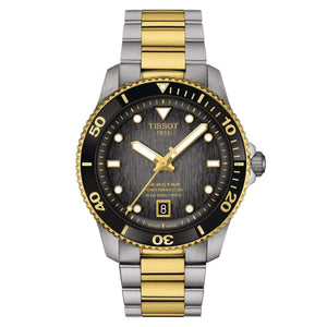 TISSOT 天梭 Seastar 1000 海星系列300米PVD黃金潛水機械腕錶 40mm T1208072205100
