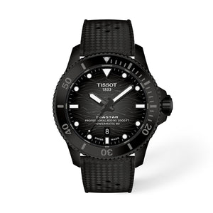 TISSOT 天梭 SEASTAR 2000 海星系列專業級600米80小時陶瓷黑色PVD潛水機械錶 44mm T1209073705100