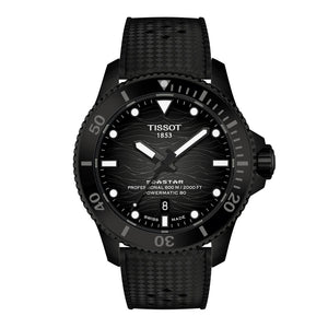 TISSOT 天梭 SEASTAR 2000 海星系列專業級600米80小時陶瓷黑色PVD潛水機械錶 44mm T1209073705100