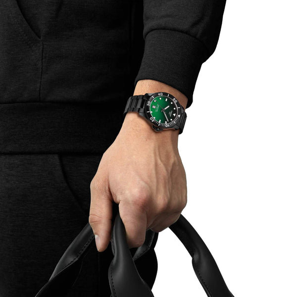 TISSOT 天梭 SEASTAR 1000 海星系列黑色PVD300米潛水石英錶 40mm T1204103309100