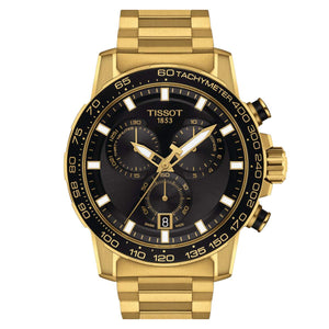 TISSOT 天梭 SUPERSPORT CHRONO 三眼計時石英金色PVD腕錶 45.5mm T1256173305101