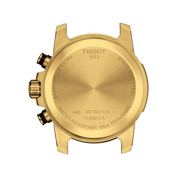 TISSOT 天梭 SUPERSPORT CHRONO 三眼計時石英金色PVD腕錶 45.5mm T1256173305101