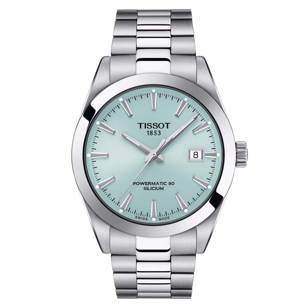 TISSOT Gentleman 天梭紳士系列 80小時矽游絲機械手錶冰藍面 40mm T1274071135100