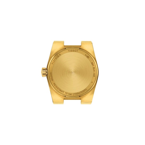 TISSOT 天梭 PRX 系列復古時尚PVD金色石英腕錶 25mm T1370103302100